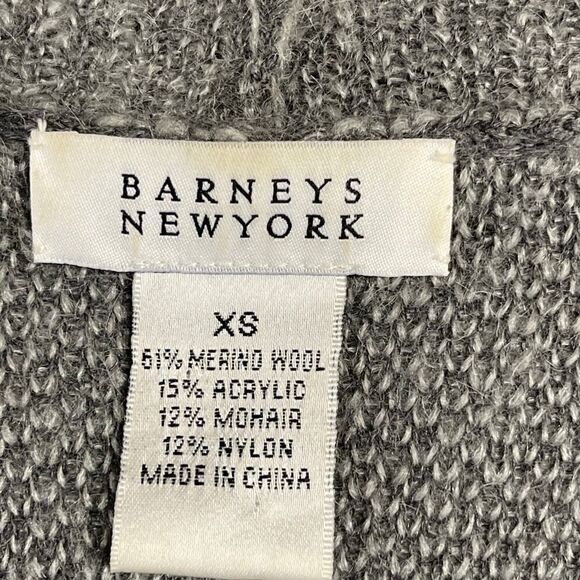 Barneys New York Womens XS Merino Wool Gray Sleeveless Long Open Front Cardigan - Picture 5 of 7